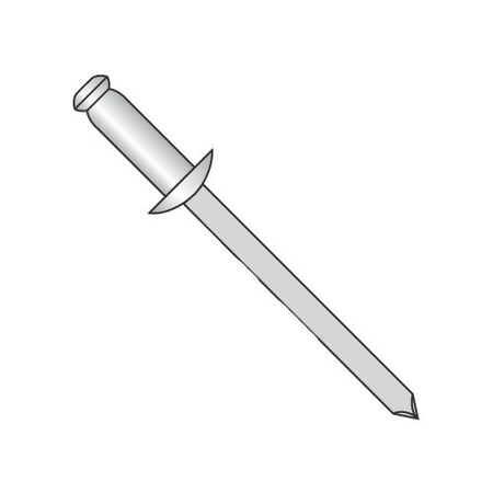 Newport Fasteners Blind Rivet, Dome Head, 5/32 in Dia., 1.175 in L, Aluminum Body, 4000 PK 425239